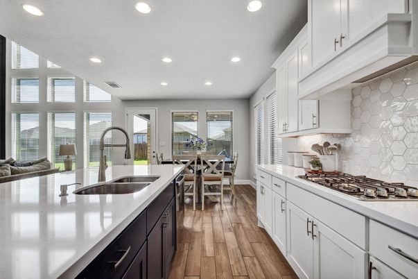 Dining room, Interior, Kitchen, Recessed Lighting, Wood Texture Flooring