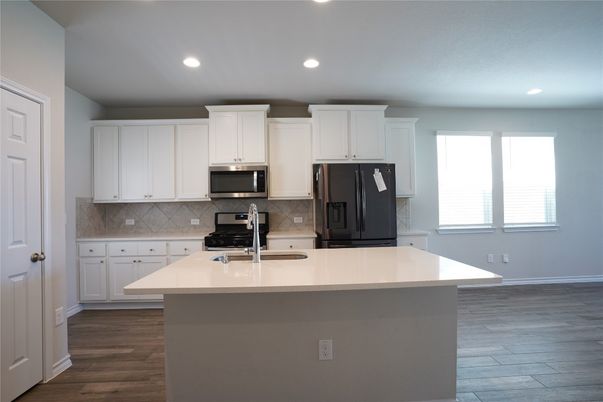 Interior, Kitchen, Recessed Lighting, Wood Texture Flooring