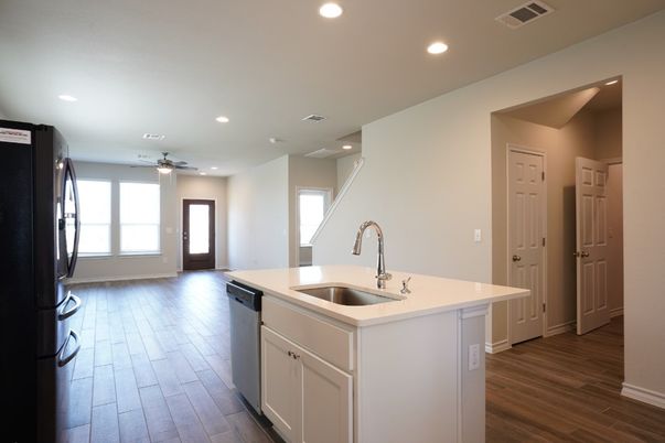 Interior, Kitchen, Recessed Lighting, Wood Texture Flooring