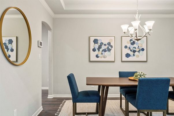 Chandelier, Dining room, Interior, Wood Texture Flooring
