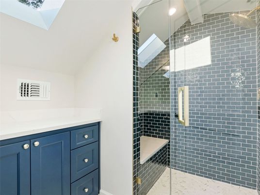Bathroom, Glass Shower, Interior, Recessed Lighting