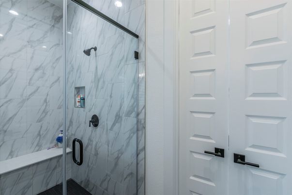 Bathroom, Glass Shower, Interior, Marble Walls