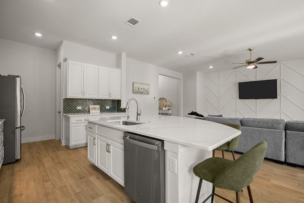 Interior, Kitchen, Recessed Lighting, Wood Texture Flooring