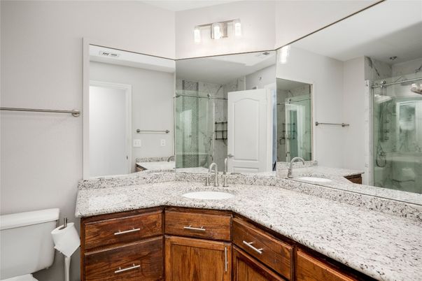 Bathroom, Dual Sink Vanities, Glass Shower, Interior