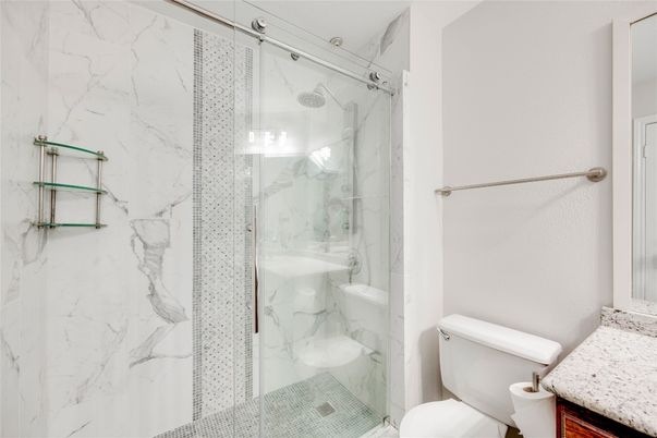 Bathroom, Glass Shower, Interior, Marble Walls