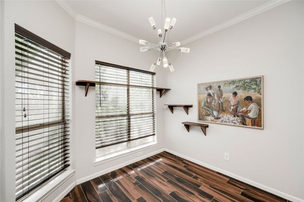 Empty room, Interior, Pendant Lights, Wood Texture Flooring