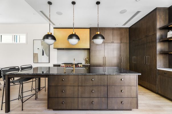 Interior, Kitchen, Pendant Lights, Recessed Lighting, Wood Texture Flooring