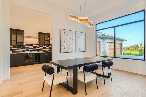 Dining room, Interior, Kitchen, Pendant Lights, Wood Texture Flooring