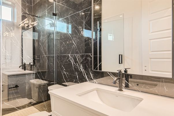Bathroom, Glass Shower, Interior, Marble Walls