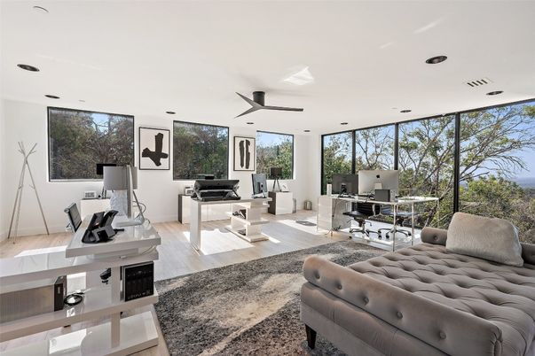 Home Office, Interior, Recessed Lighting, Wood Texture Flooring