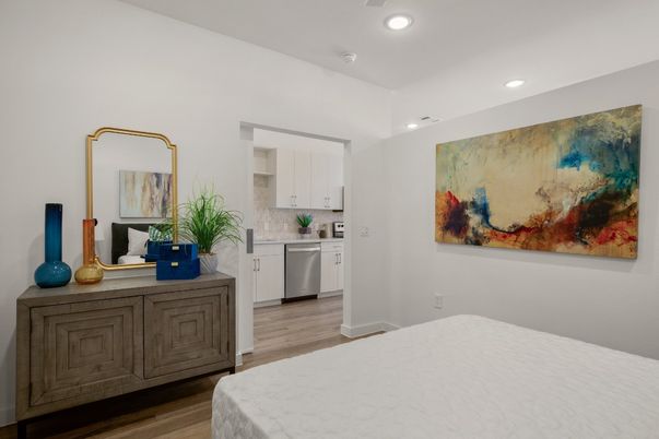 Bedroom, Interior, Kitchen, Recessed Lighting, Wood Texture Flooring