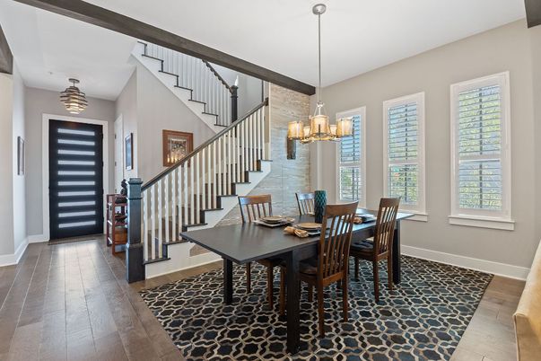 Chandelier, Dining room, Interior, Pendant Lights, Wood Texture Flooring
