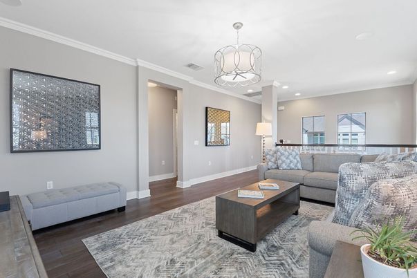 Interior, Living room, Pendant Lights, Recessed Lighting, Wood Texture Flooring