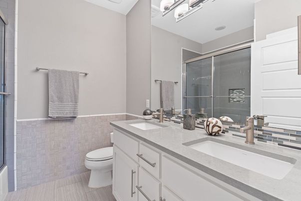Bathroom, Dual Sink Vanities, Glass Shower, Interior