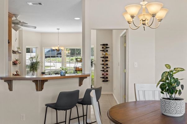 Chandelier, Dining room, Interior, Recessed Lighting, Wine Storage