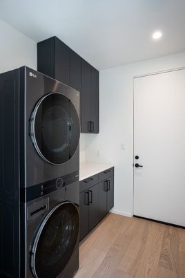 Interior, Recessed Lighting, Utility Closets, Washer, Wood Texture Flooring