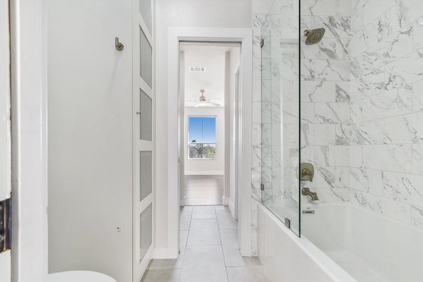 Bathroom, Glass Shower, Interior, Marble Walls