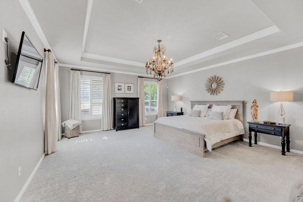 Bedroom, Chandelier, Interior