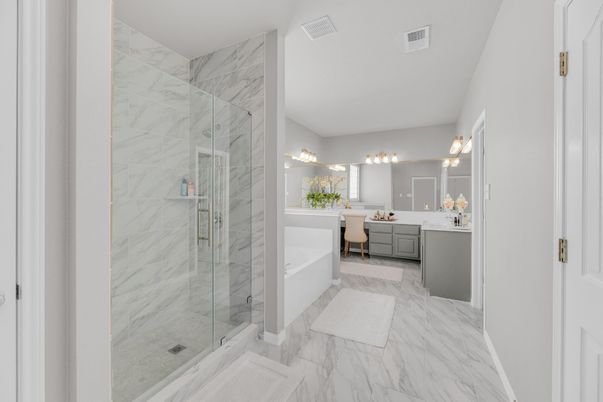 Bathroom, Glass Shower, Interior, Marble, Marble Walls