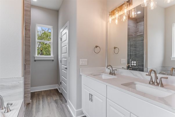 Bathroom, Dual Sink Vanities, Interior, Wood Texture Flooring