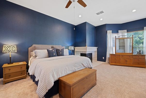 Bedroom, Fireplace, Interior, Recessed Lighting