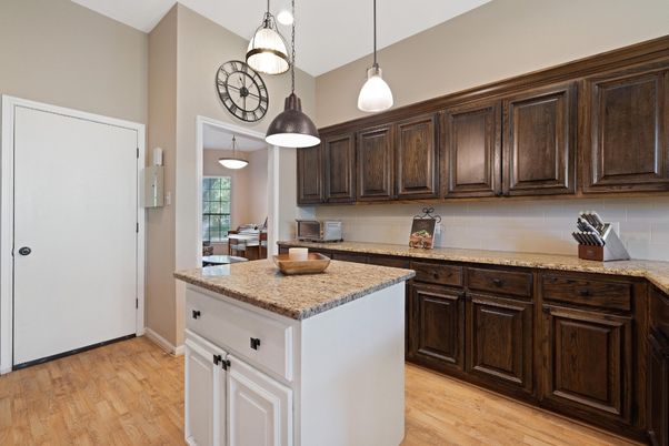 Interior, Kitchen, Pendant Lights, Wood Texture Flooring