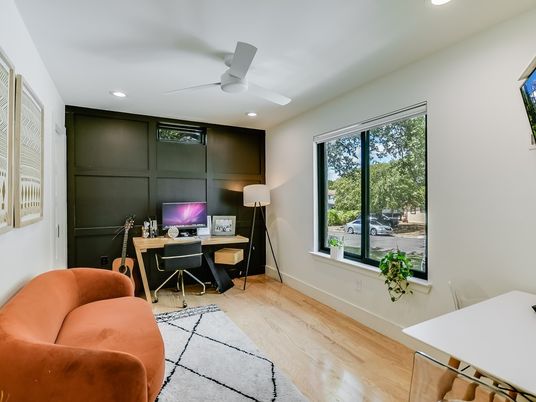 Home Office, Interior, Recessed Lighting, Wood Texture Flooring