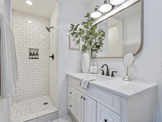 Bathroom, Interior, Marble, Recessed Lighting