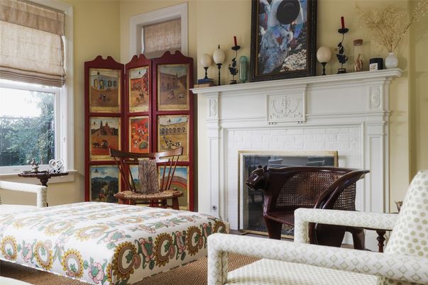 Bedroom, Fireplace, Interior