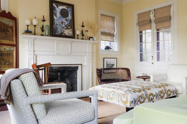 Bedroom, Fireplace, Interior