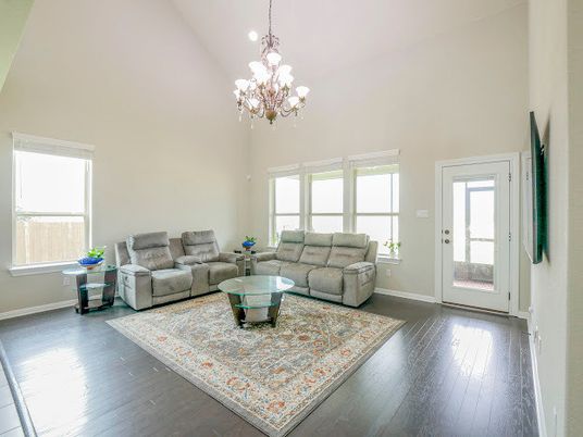 Chandelier, Interior, Living room, Recessed Lighting, Wood Texture Flooring
