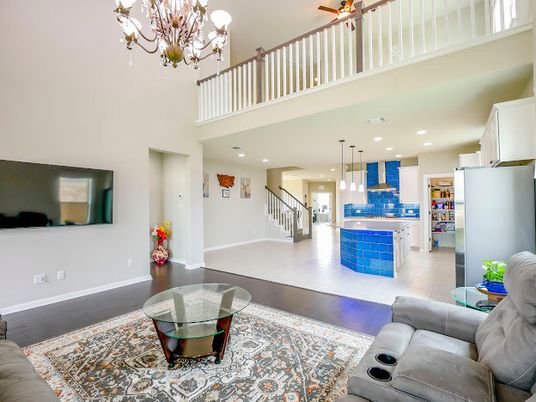 Chandelier, Interior, Kitchen, Living room, Pendant Lights, Recessed Lighting, Wood Texture Flooring
