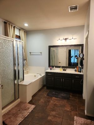 Bathroom, Dual Sink Vanities, Glass Shower, Interior, Recessed Lighting