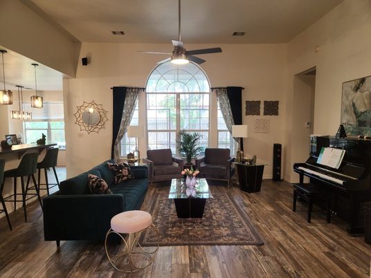 Interior, Living room, Pendant Lights, Piano, Wood Texture Flooring