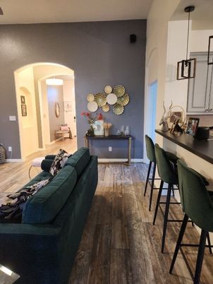 Interior, Living room, Pendant Lights, Wood Texture Flooring
