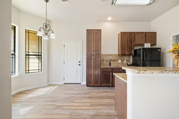 Chandelier, Interior, Kitchen, Pendant Lights, Recessed Lighting, Wood Texture Flooring