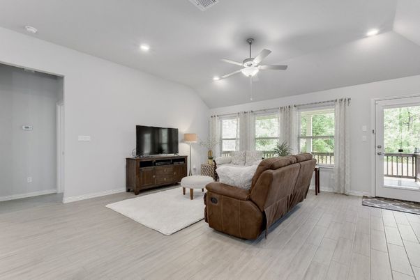 Interior, Living room, Recessed Lighting, Wood Texture Flooring