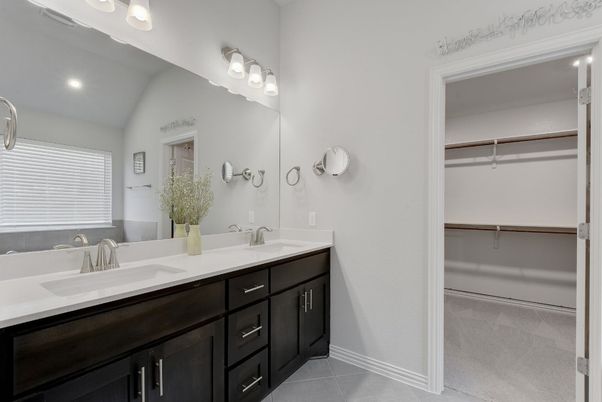 Bathroom, Dual Sink Vanities, Interior, Recessed Lighting, Walk-in Closets