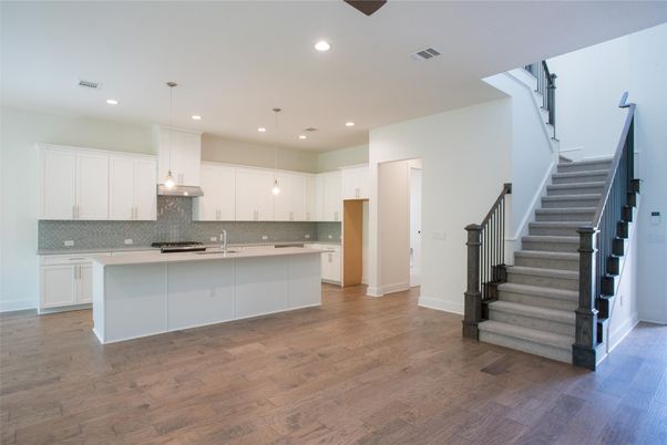 Interior, Kitchen, Pendant Lights, Recessed Lighting, Wood Texture Flooring