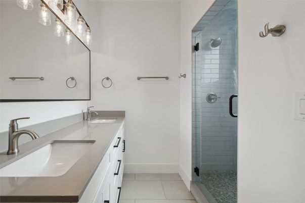 Bathroom, Dual Sink Vanities, Glass Shower, Interior