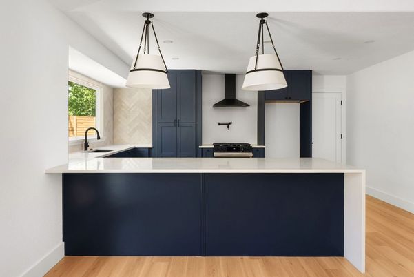 Interior, Kitchen, Pendant Lights, Wood Texture Flooring