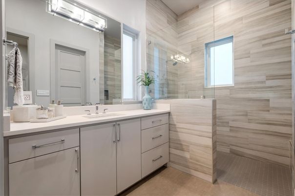 Bathroom, Dual Sink Vanities, Glass Shower, Interior