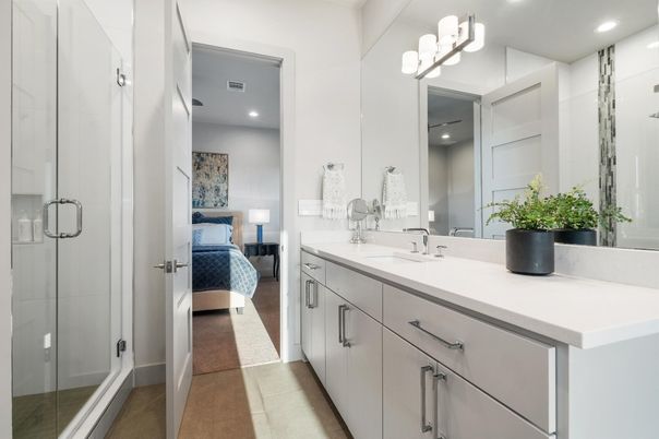 Bathroom, Bedroom, Dual Sink Vanities, Glass Shower, Interior, Recessed Lighting
