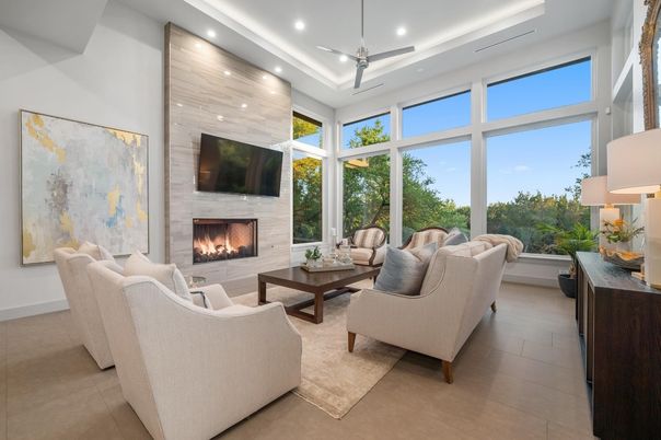 Fireplace, Interior, Living room, Recessed Lighting