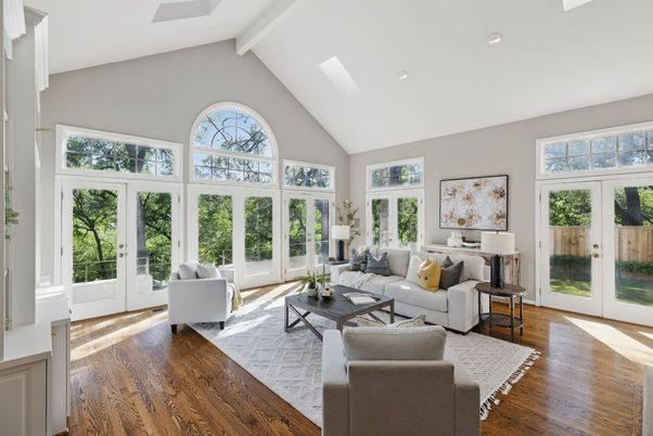 Interior, Living room, Recessed Lighting, Wood Texture Flooring
