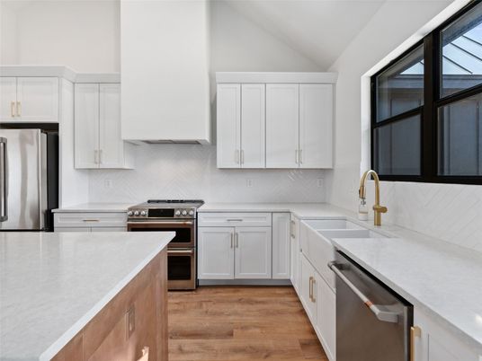 Interior, Kitchen, Stainless Steel Appliances, Wood Texture Flooring