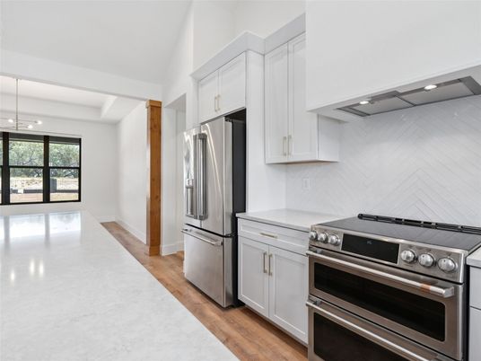 Interior, Kitchen, Pendant Lights, Stainless Steel Appliances, Wood Texture Flooring