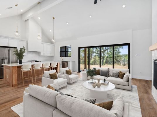 Interior, Kitchen, Living room, Pendant Lights, Recessed Lighting, Stainless Steel Appliances, Wood Texture Flooring