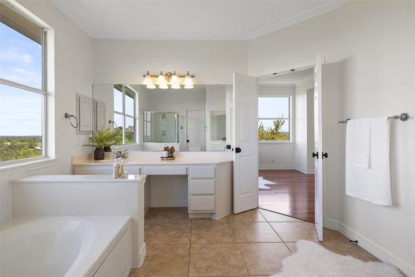 Bathroom, Dual Sink Vanities, Interior, Wood Texture Flooring