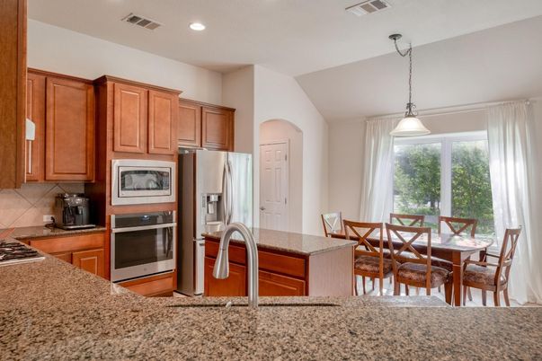Dining room, Interior, Kitchen, Pendant Lights, Recessed Lighting, Stainless Steel Appliances
